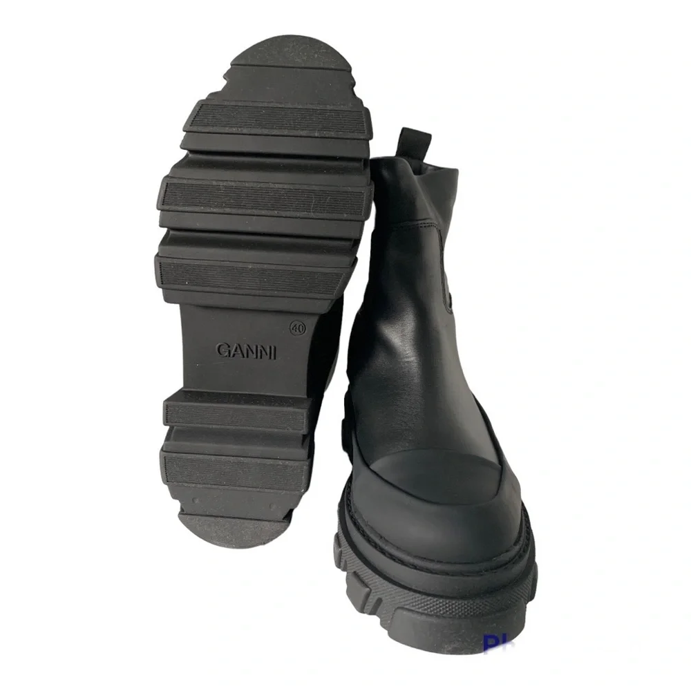 GANNI Black Leather Tubular Boots - size IT40 (10) - Picture 4 of 7